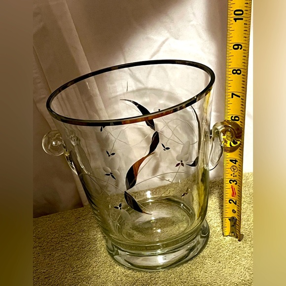 MCM Atomic Ice Bucket Antique Art Nouveau Clear Glass Silver Overlay - Picture 8 of 8